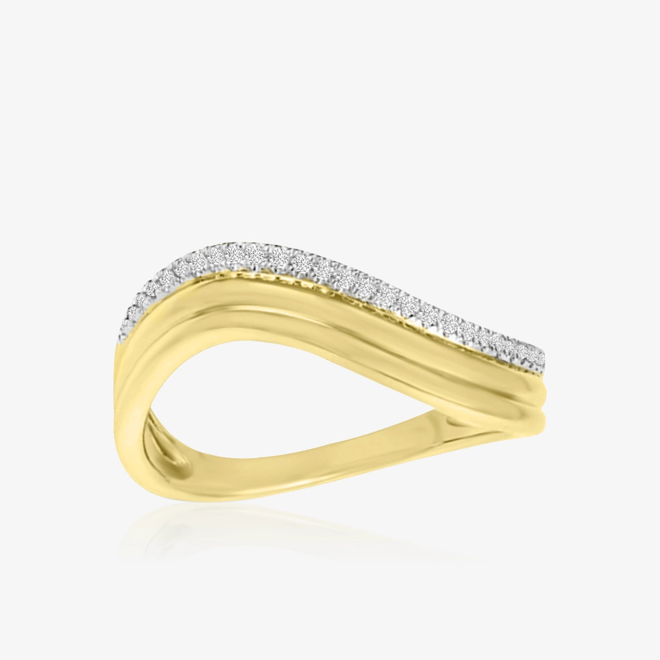 Wavy Gold and Diamond Stackable Ring