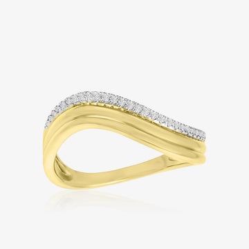 Wavy Gold and Diamond Stackable Ring