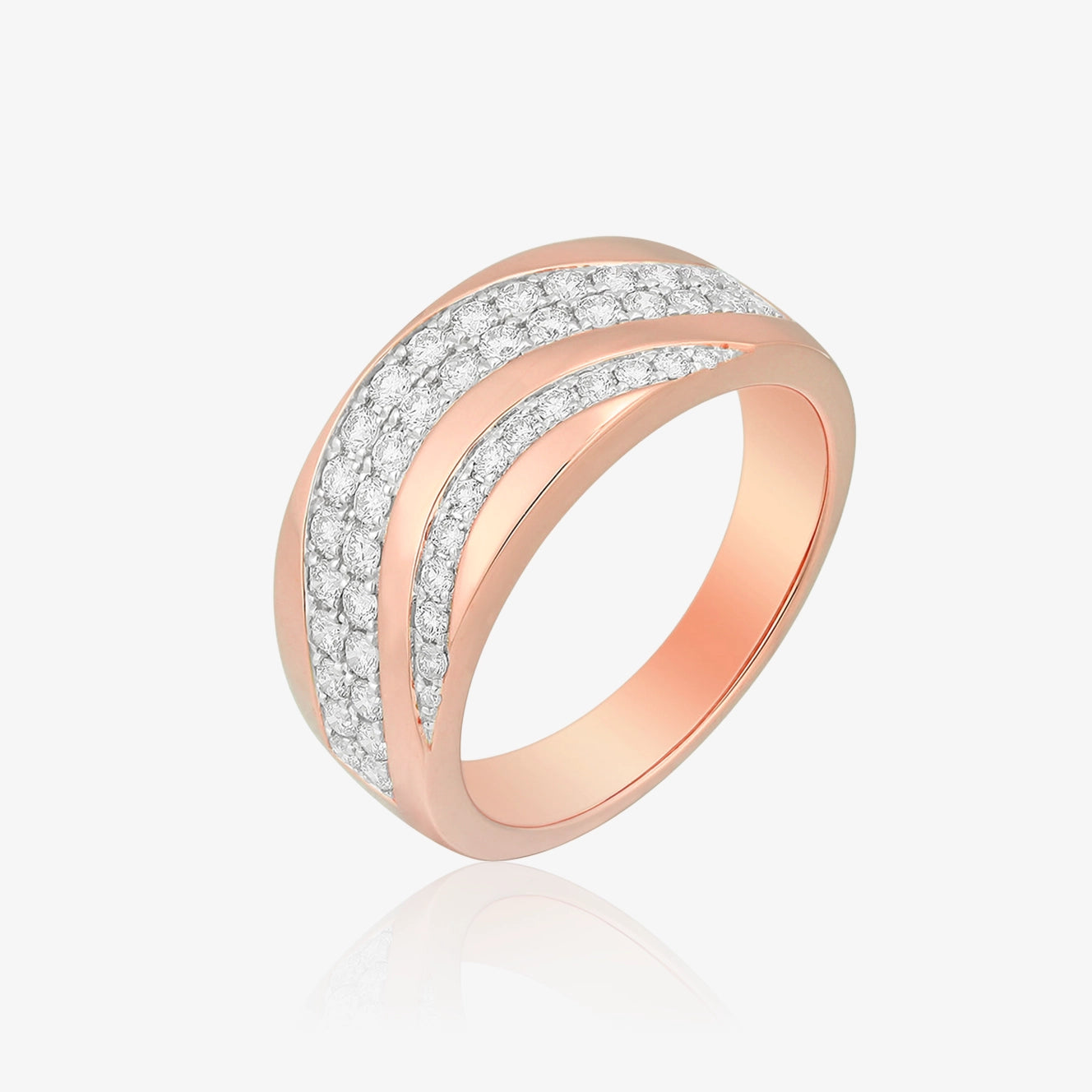 Anillo grueso de diamantes ondulados