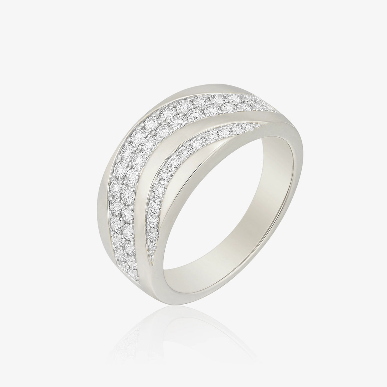 Anillo grueso de diamantes ondulados