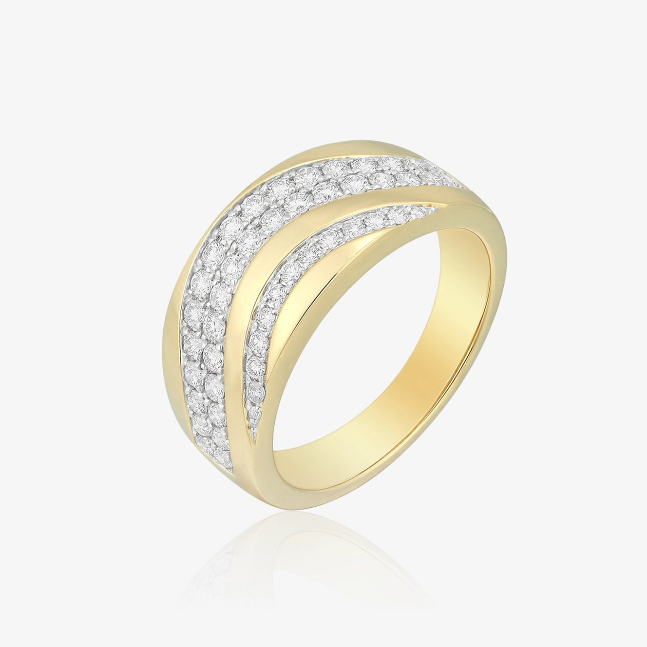 Anillo grueso de diamantes ondulados