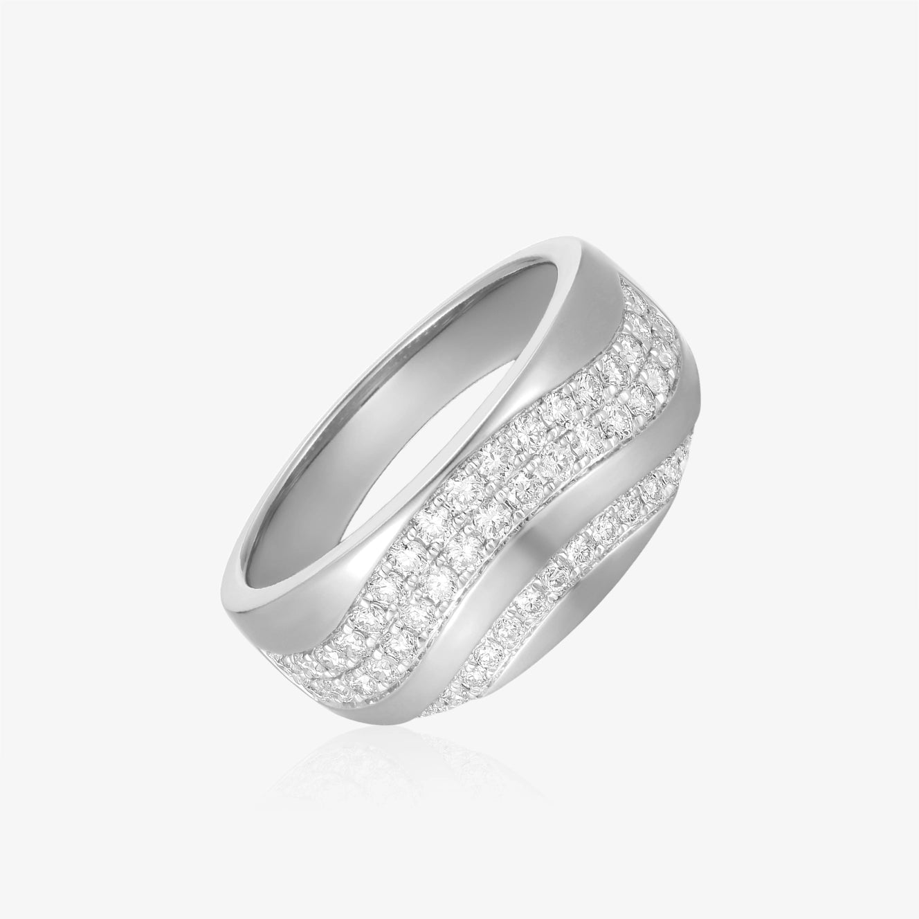 Lab Wavy Diamond Chunky Ring