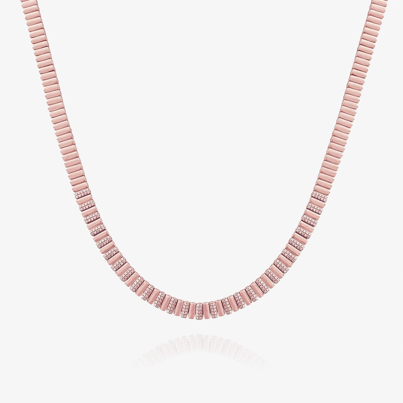 Striped Gold and Diamond Necklace