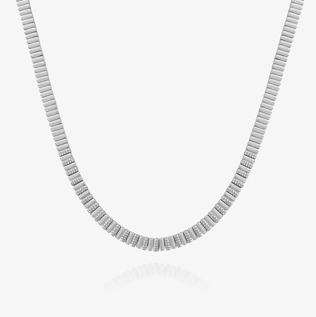 Striped Gold and Diamond Necklace