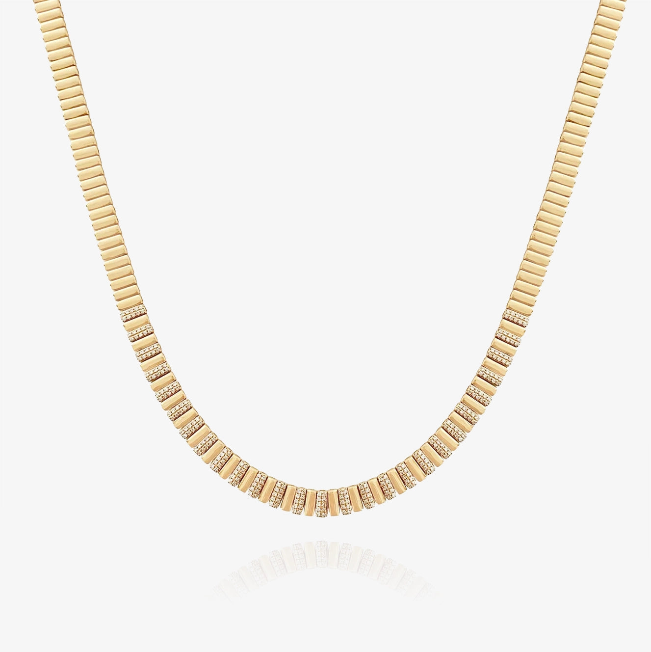 Striped Gold and Diamond Necklace