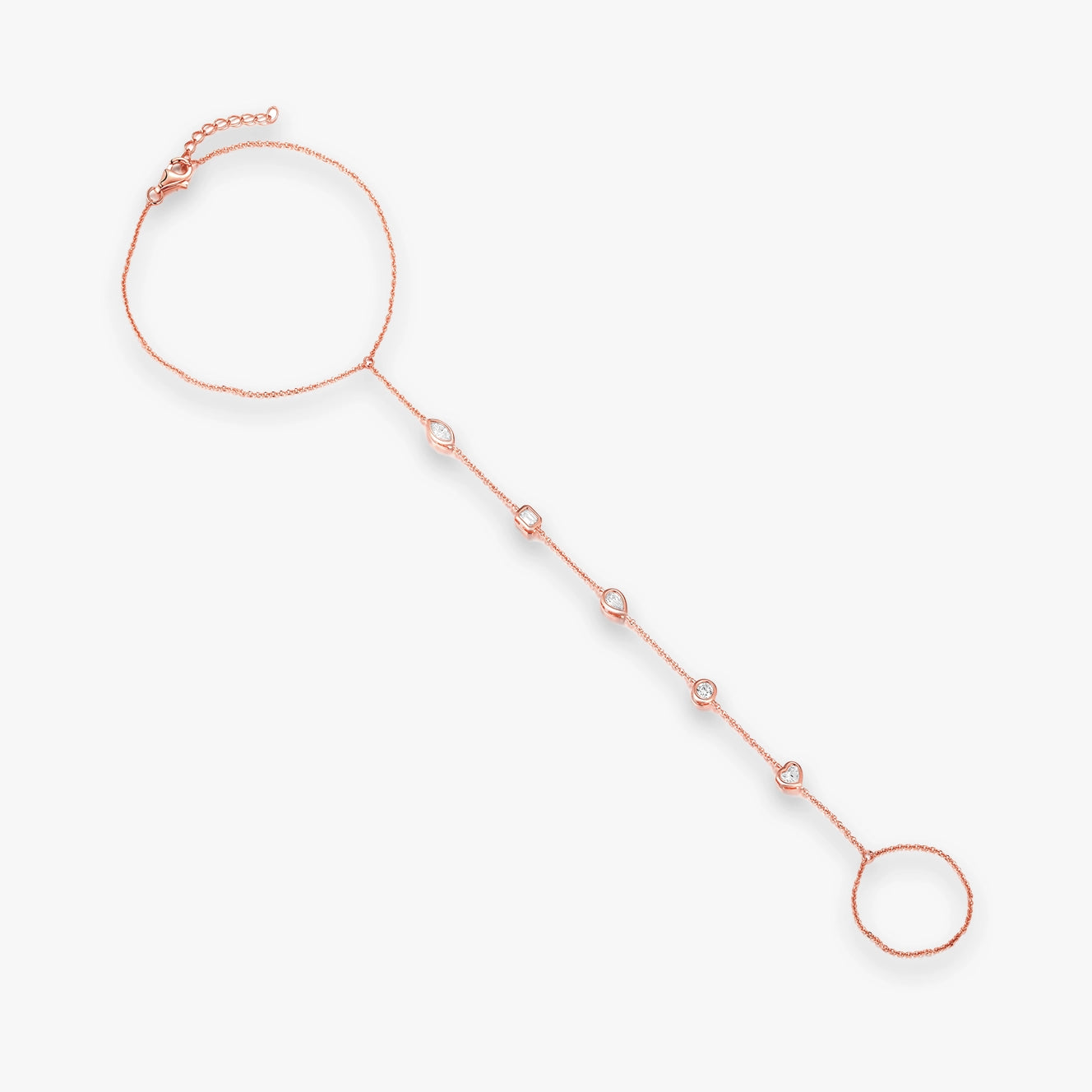 Five Lab Bezel Diamond Hand Chain