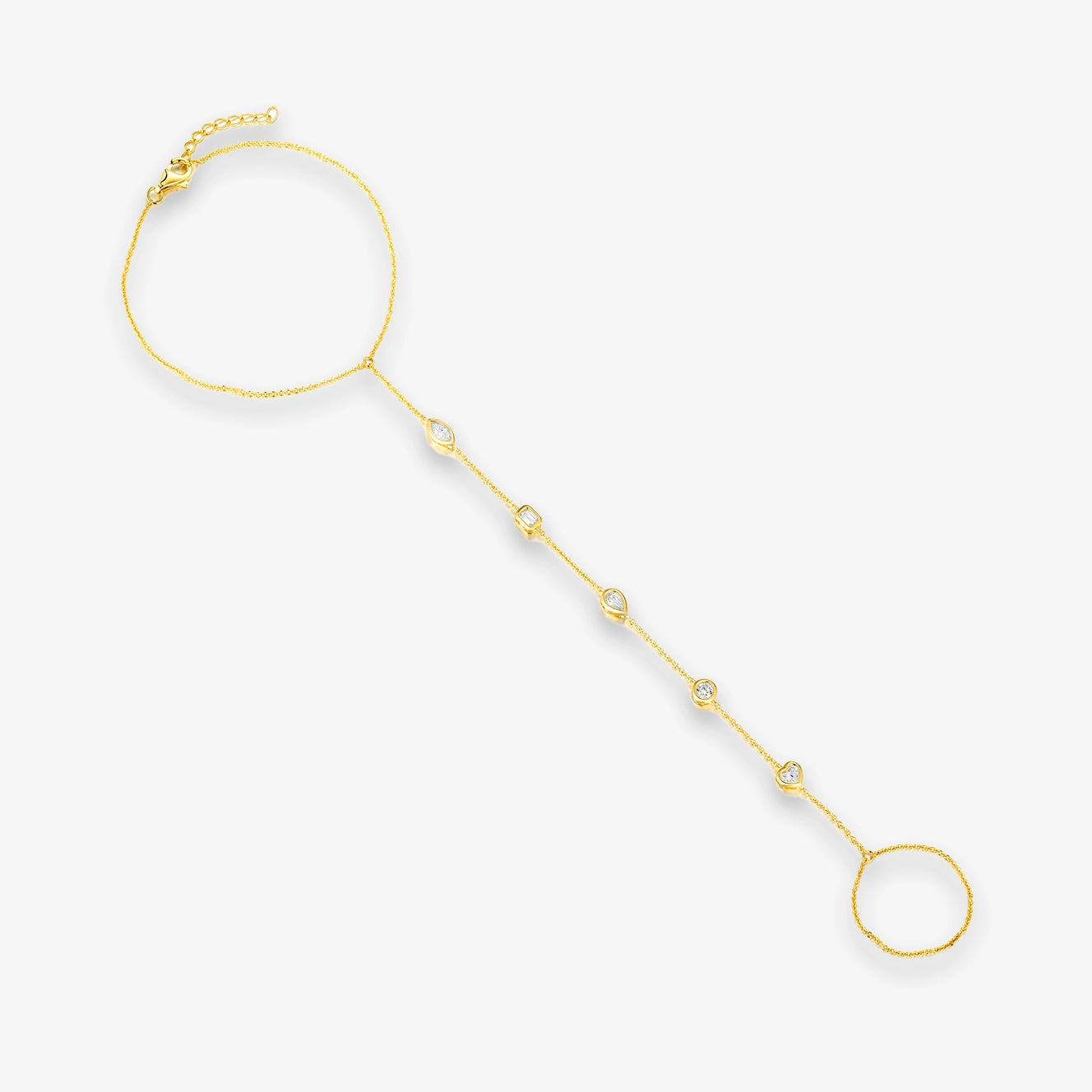 Five Lab Bezel Diamond Hand Chain