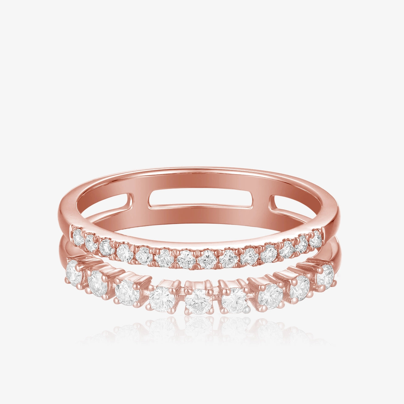 Lab Big Small Double Row Diamond Ring