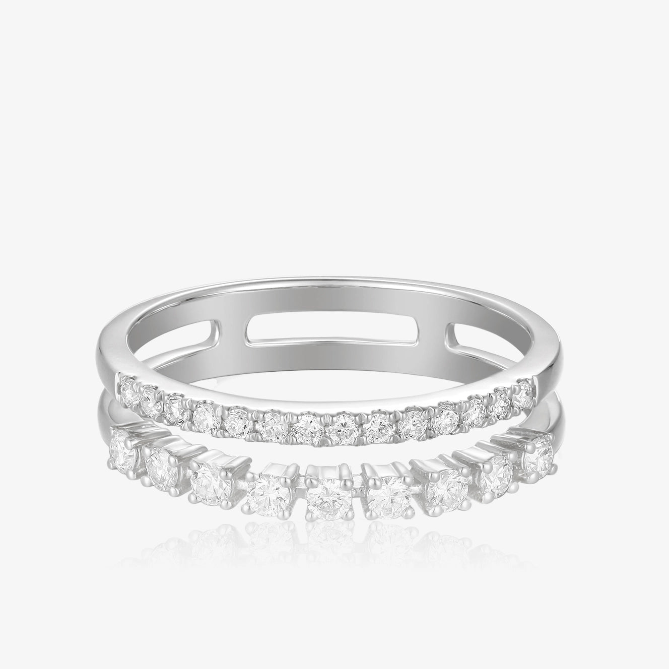 Lab Big Small Double Row Diamond Ring