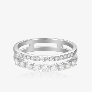 Lab Big Small Double Row Diamond Ring