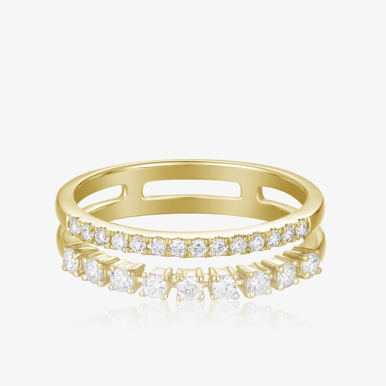 Lab Big Small Double Row Diamond Ring