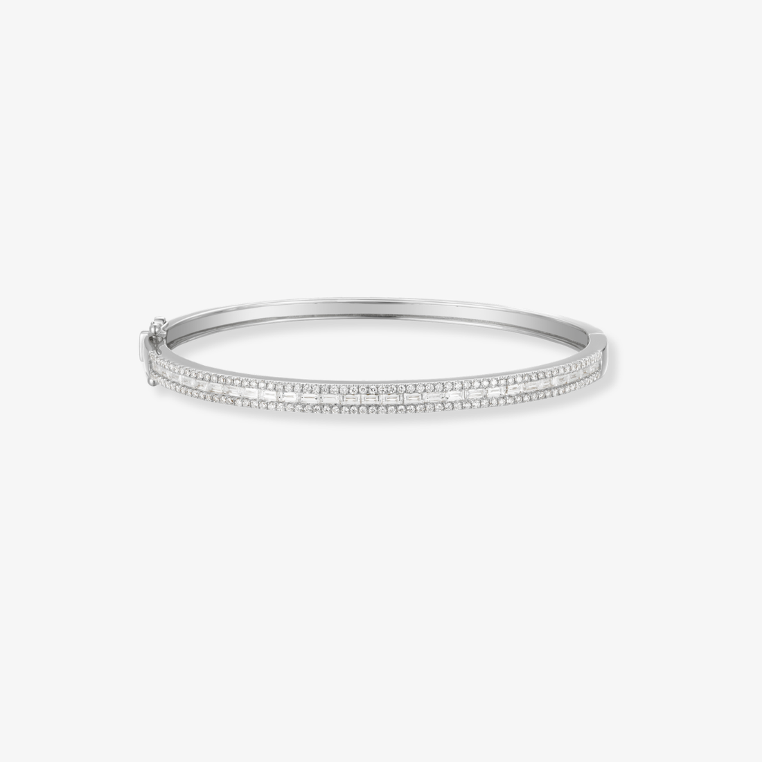 Round And Baguette Diamond Bangle