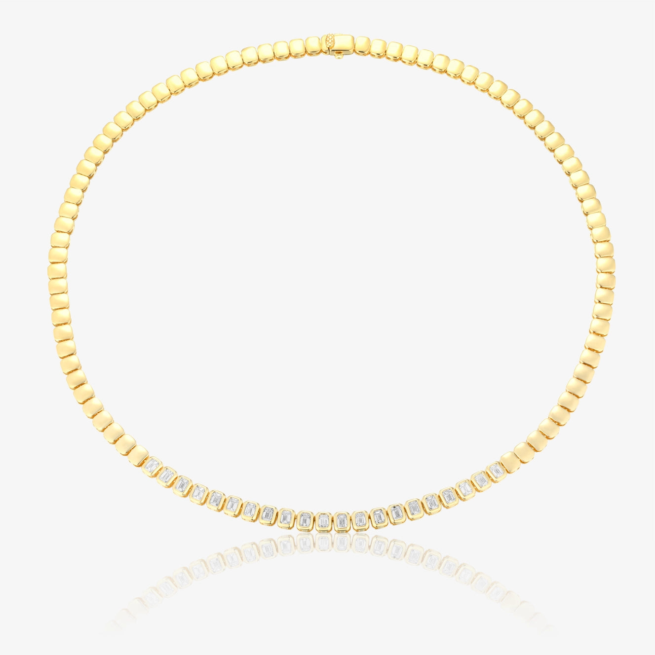 Collar de oro de laboratorio de 3 quilates y diamantes de talla esmeralda