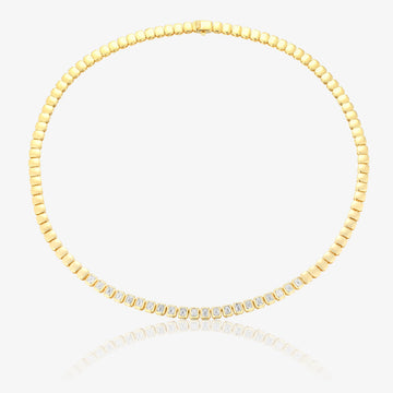 Collar de oro de laboratorio de 3 quilates y diamantes de talla esmeralda