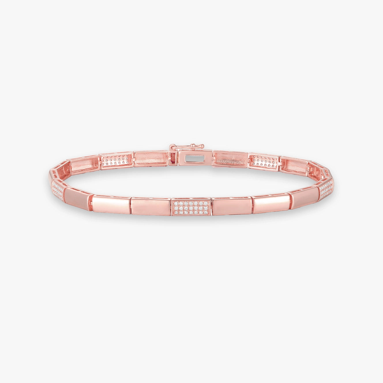 Small Gold and Pave Rectangular Diamond Bracelet