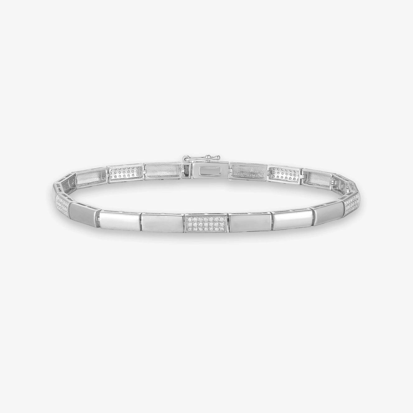 Small Gold and Pave Rectangular Diamond Bracelet