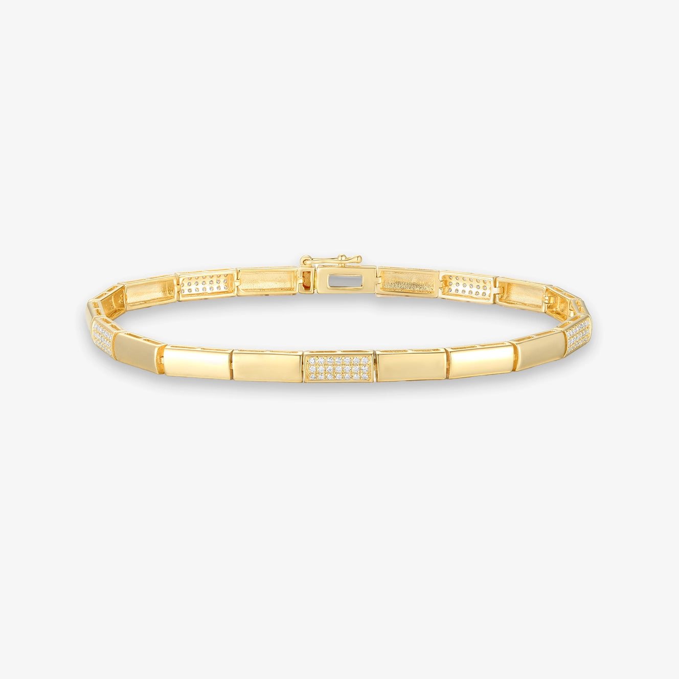 Small Gold and Pave Rectangular Diamond Bracelet