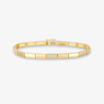 Small Gold and Pave Rectangular Diamond Bracelet