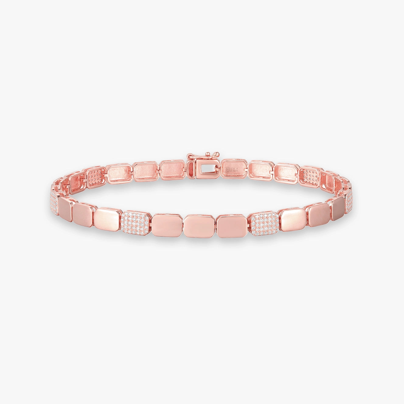 Gold and Pave Square Diamond Bracelet