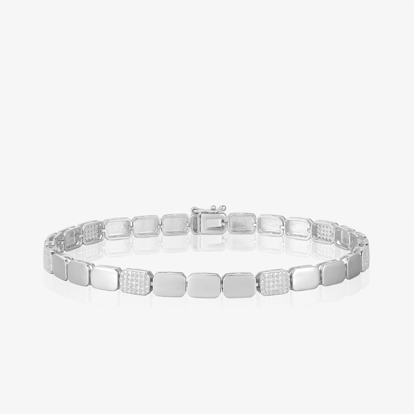 Gold and Pave Square Diamond Bracelet