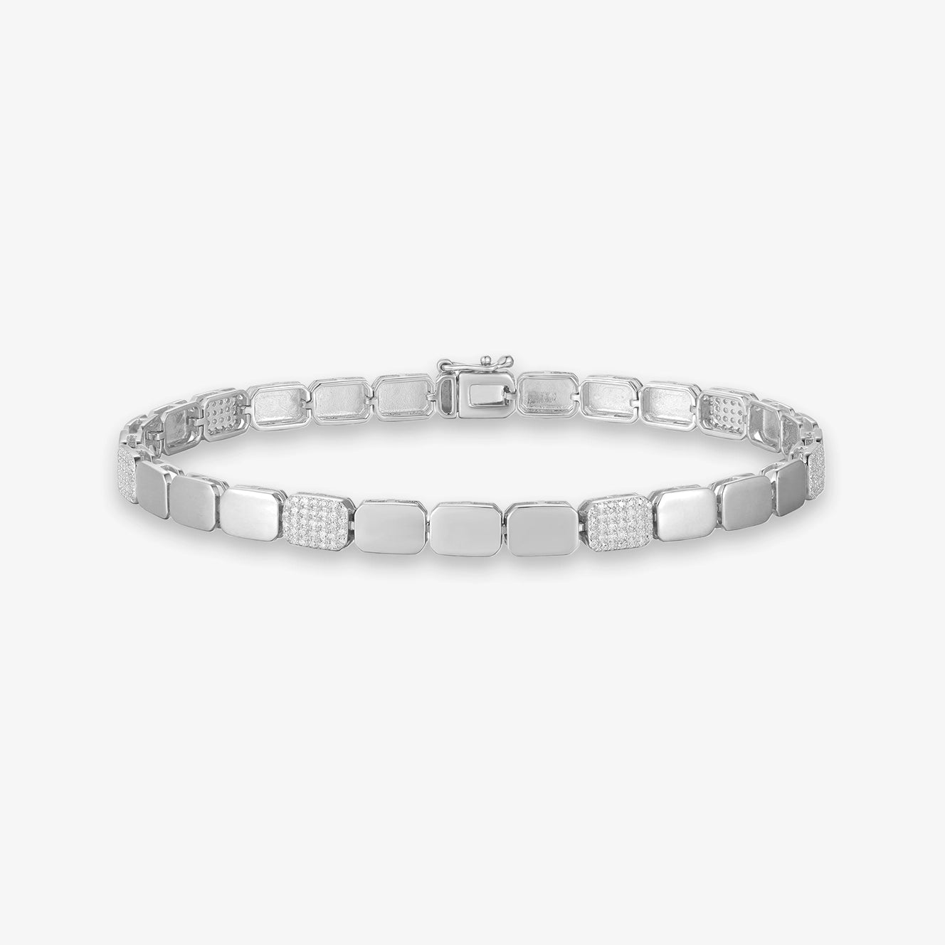 Gold and Pave Square Diamond Bracelet