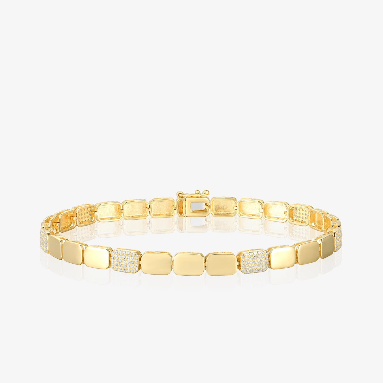 Gold and Pave Square Diamond Bracelet