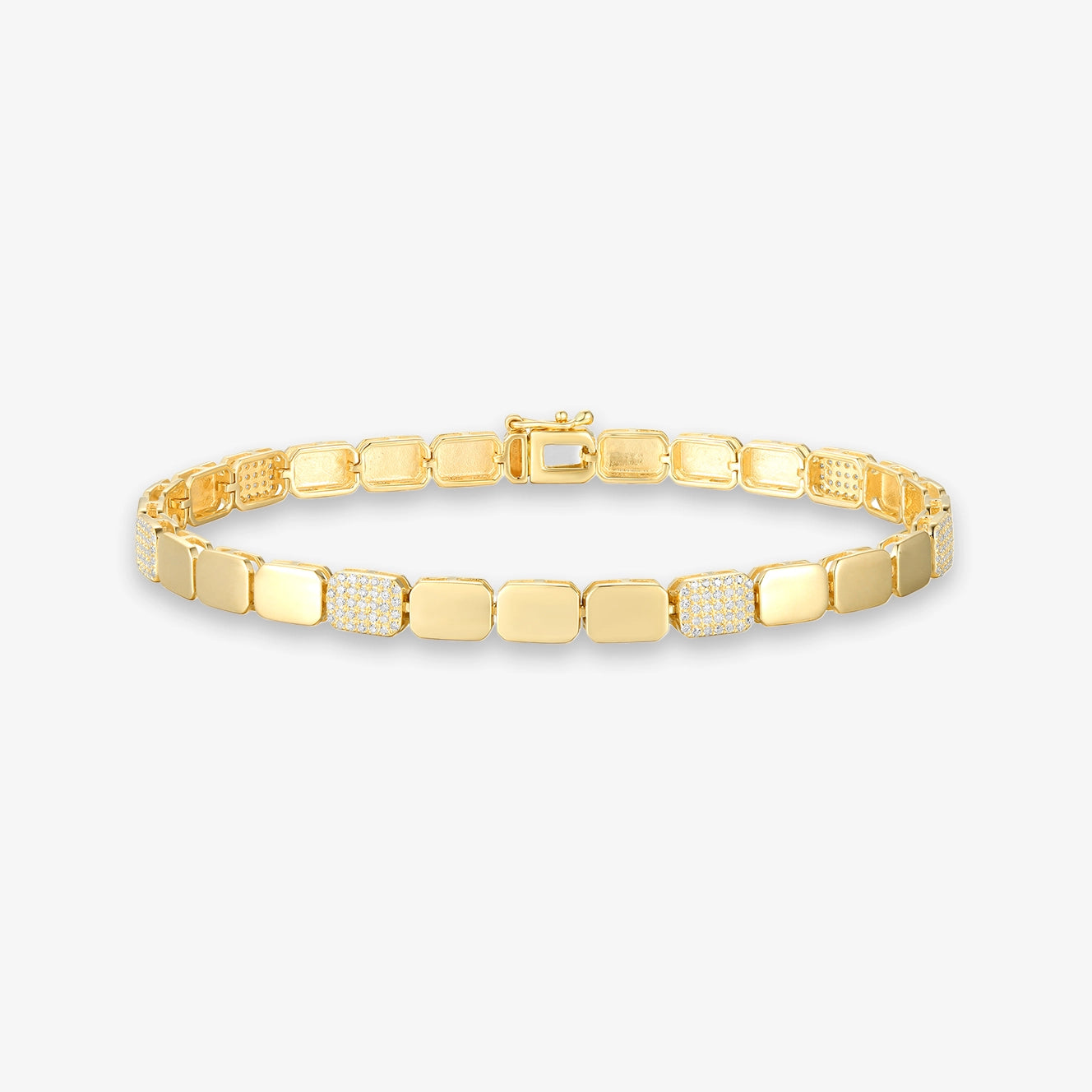 Gold and Pave Square Diamond Bracelet