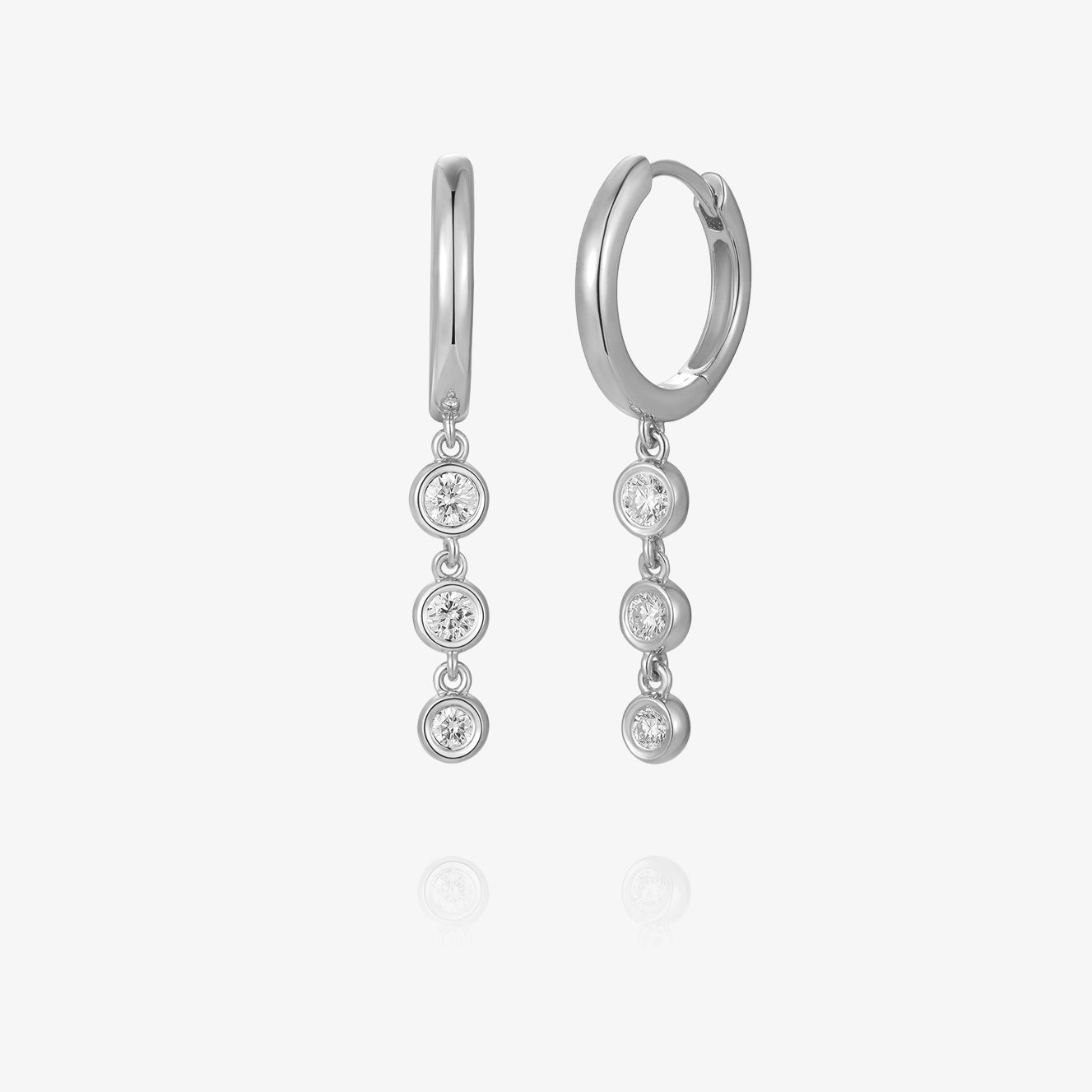 Lab Three Diamond Bezel Drop Hoop Piercing