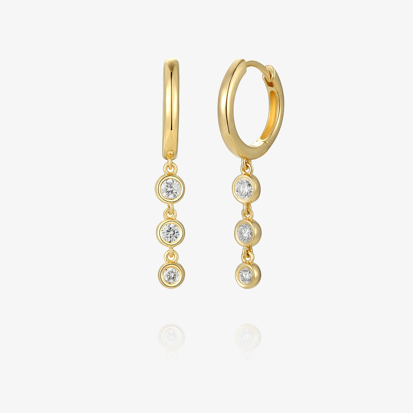 Lab Three Diamond Bezel Drop Hoop Piercing