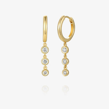 Lab Three Diamond Bezel Drop Hoop Piercing