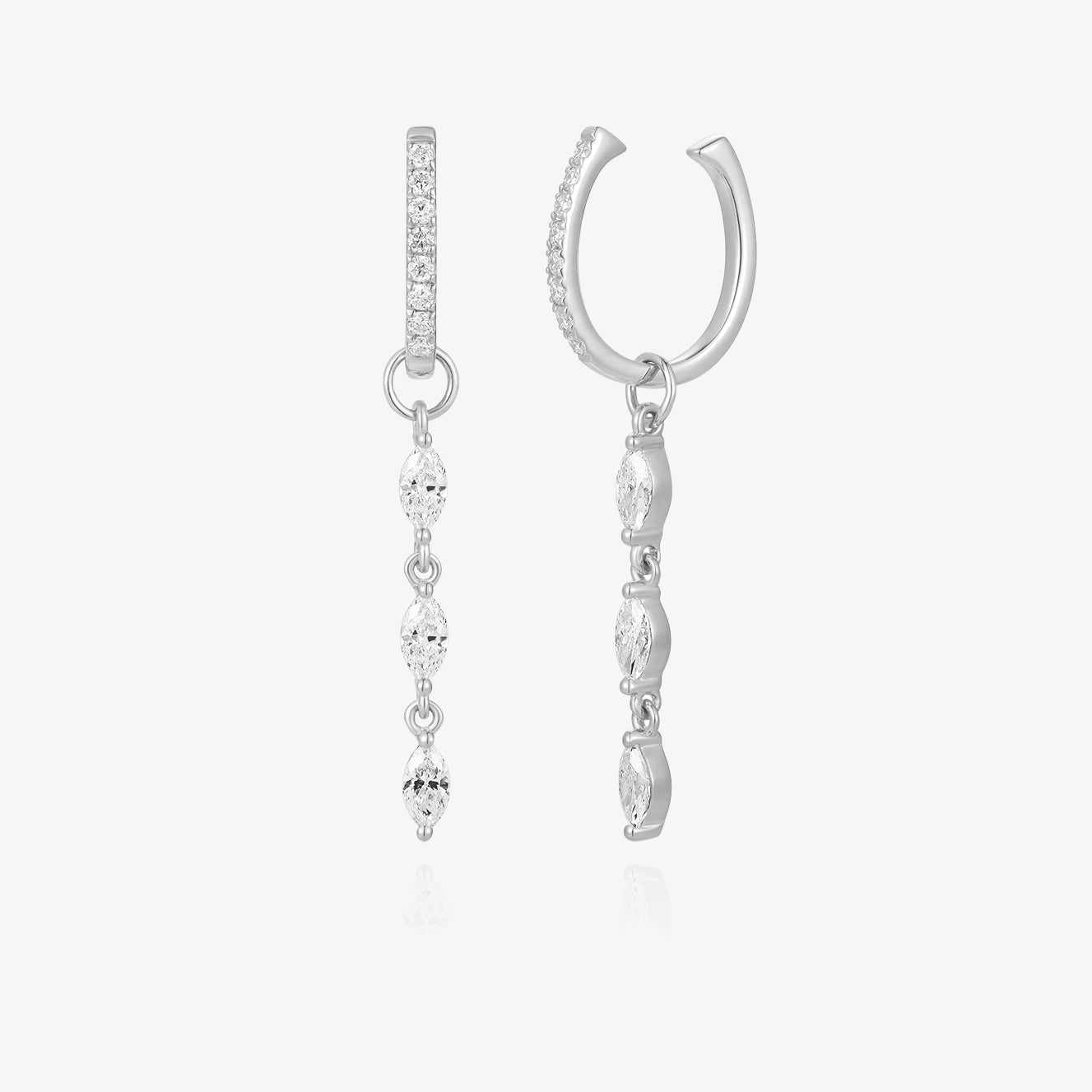 Lab Diamond Earcuff with Hanging Marquise