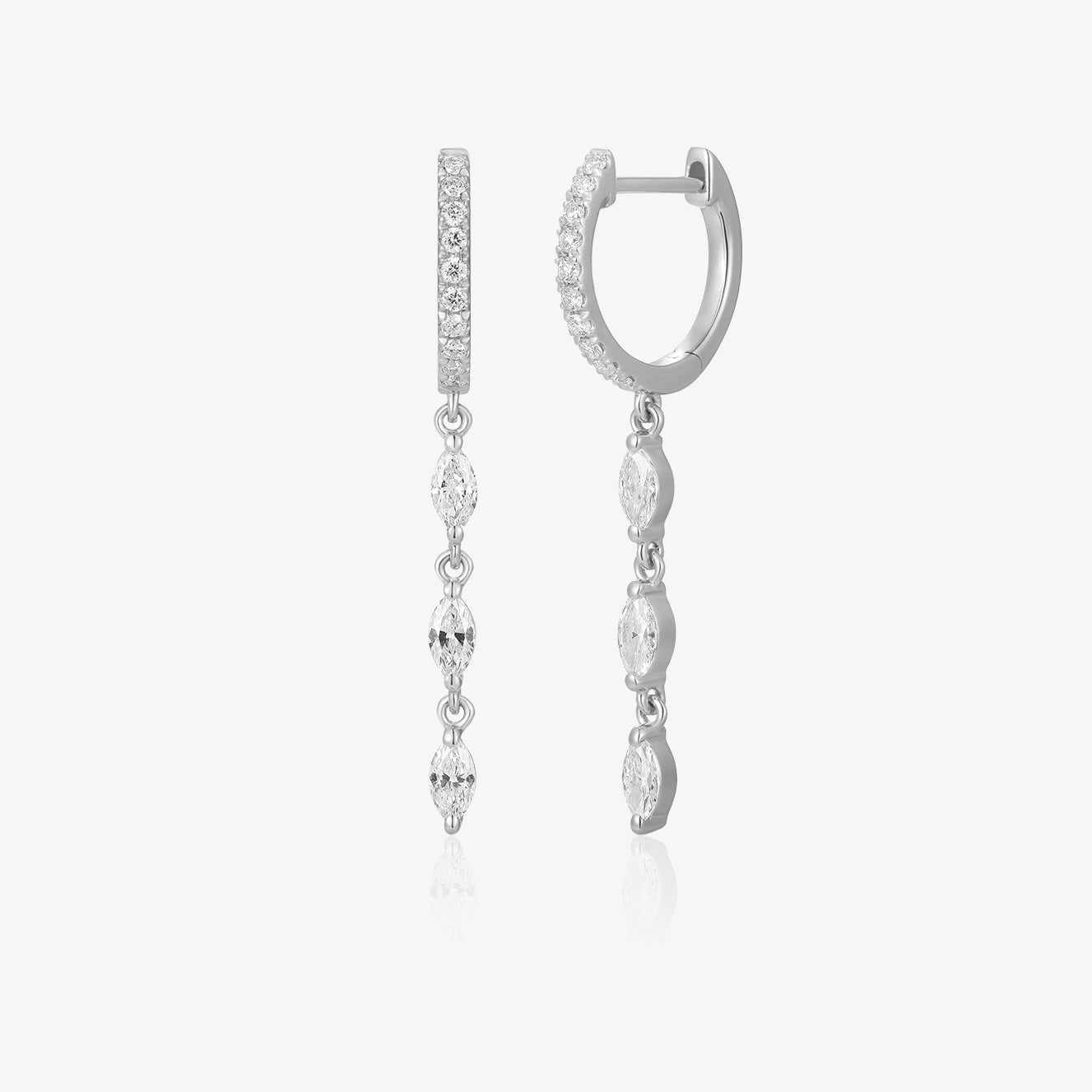 Lab Three Marquise Diamond Bezel Drop Hoop Piercing