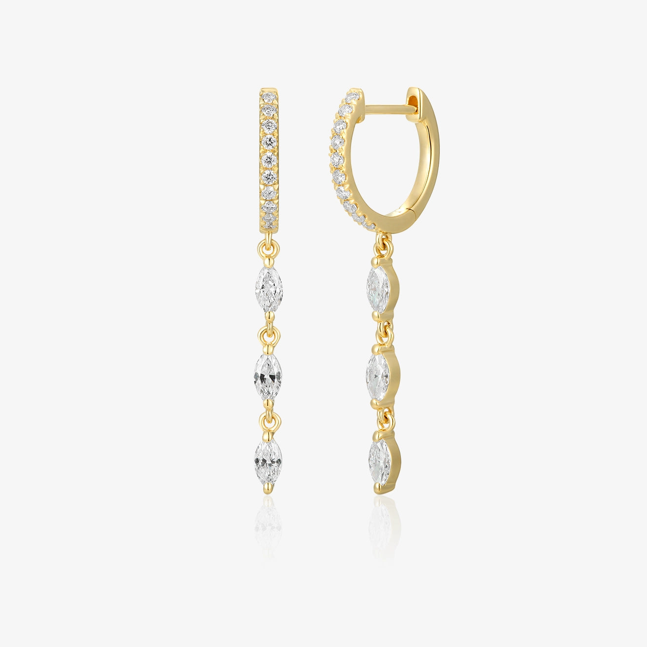 Lab Three Marquise Diamond Bezel Drop Hoop Piercing