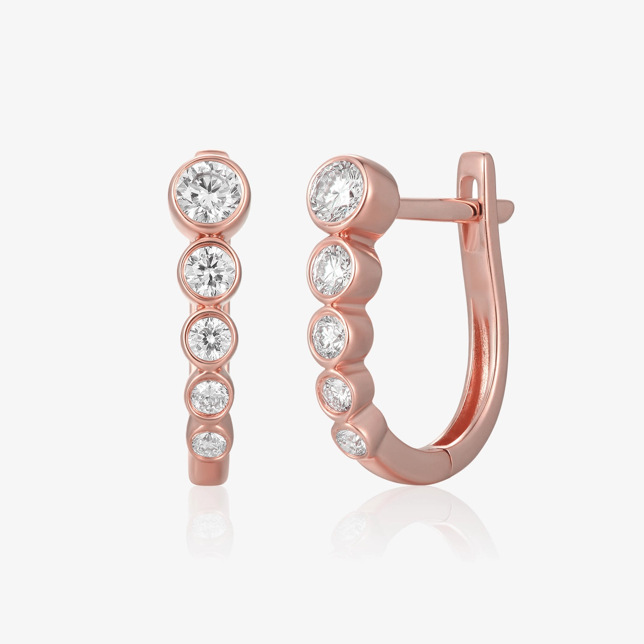 Lab Five Graduated Diamond Hoop Earrings