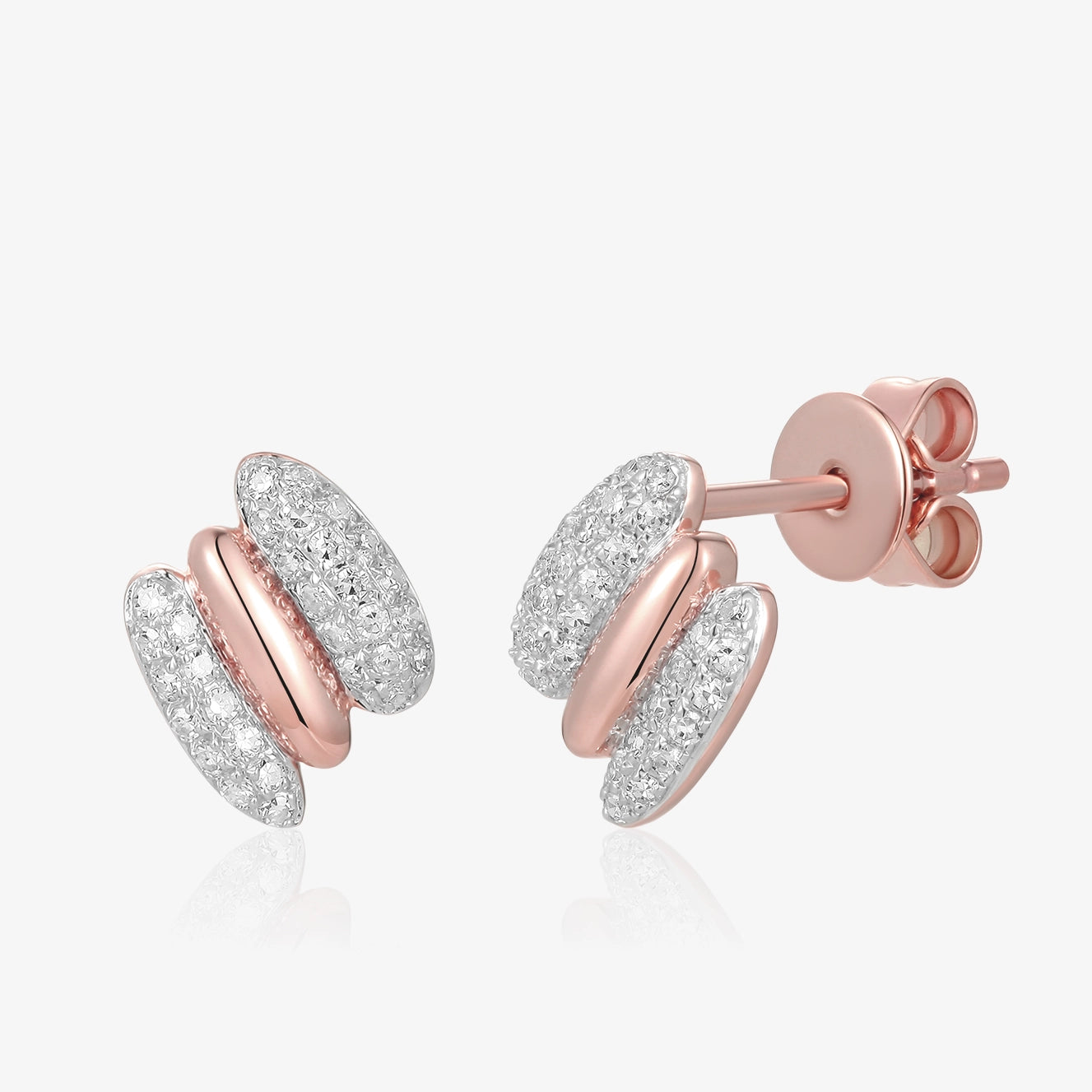 Three Bar Gold and Pave Diamond Earring