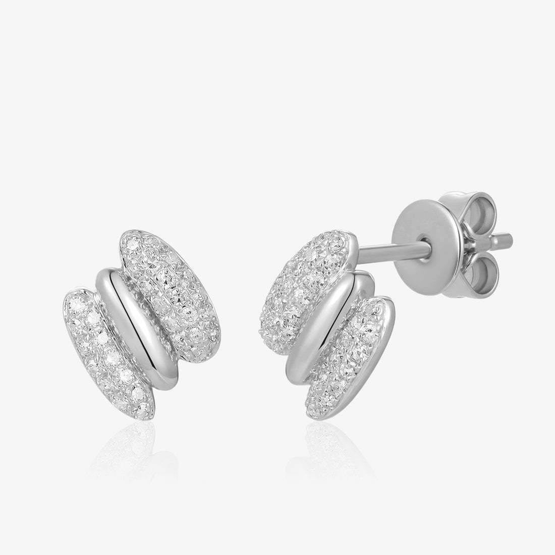 Three Bar Gold and Pave Diamond Earring