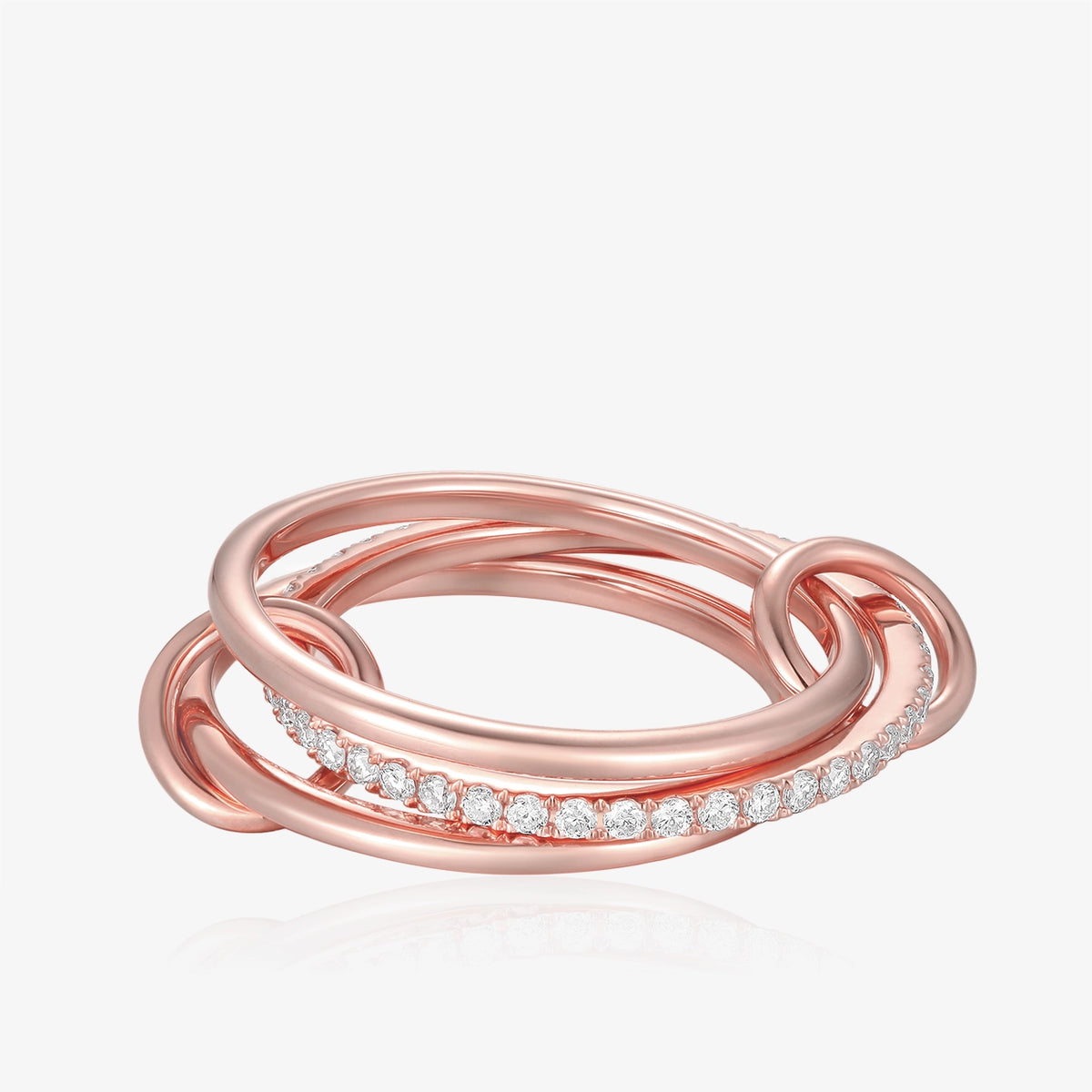 Three Gold Ring With Diamond and Hoop