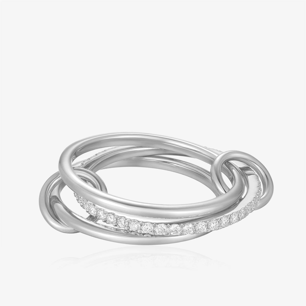 Three Gold Ring With Diamond and Hoop