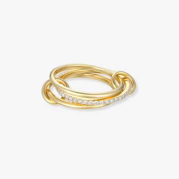 Three Gold Ring With Diamond and Hoop