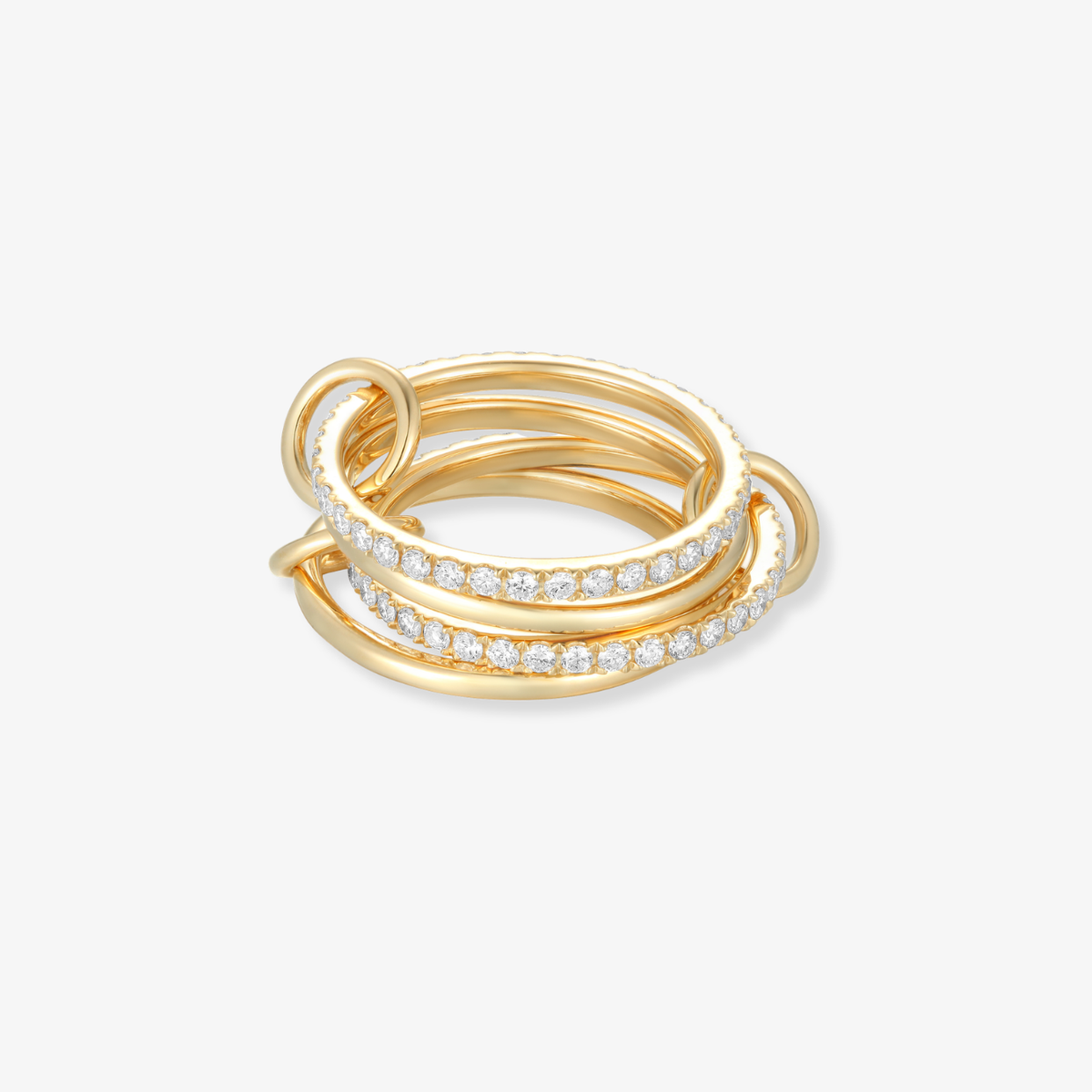 Four Gold Ring With Diamond and Hoop