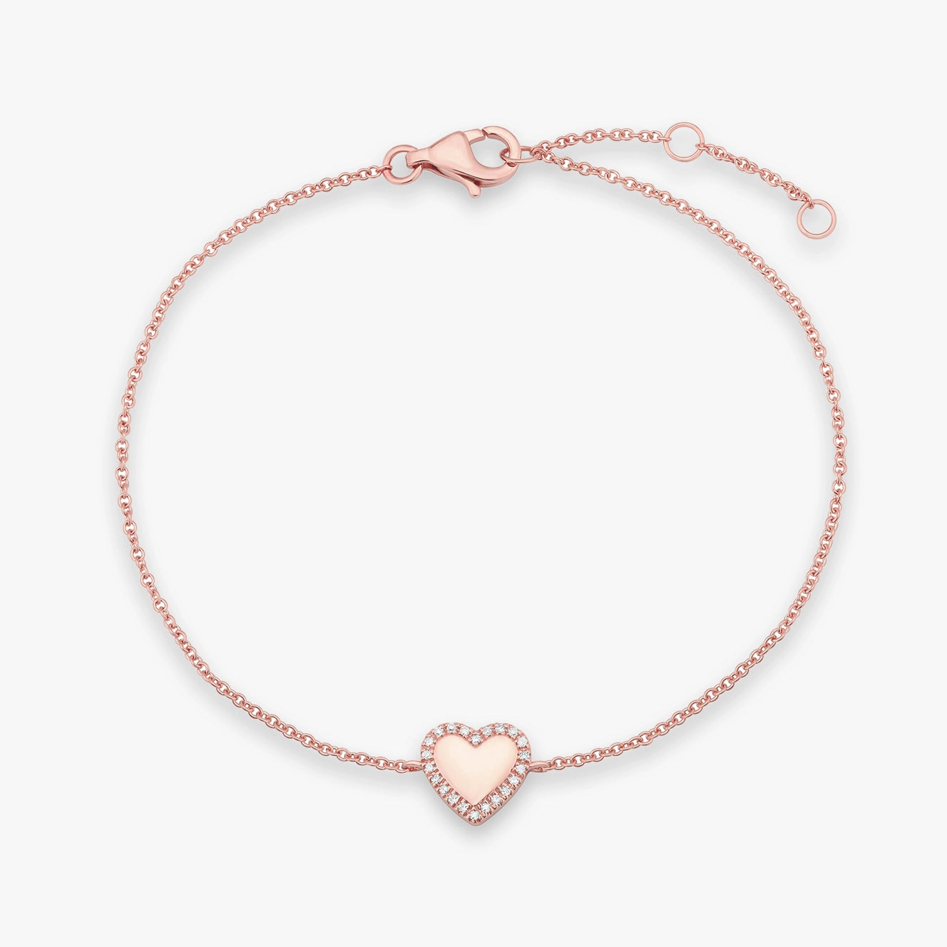Pulsera de corazón con borde de diamantes