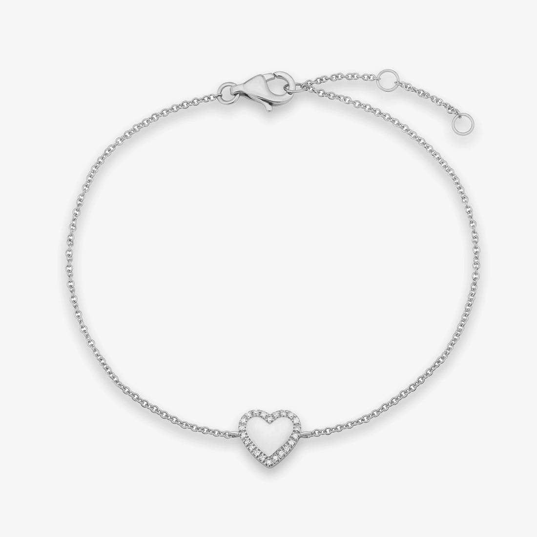 Pulsera de corazón con borde de diamantes