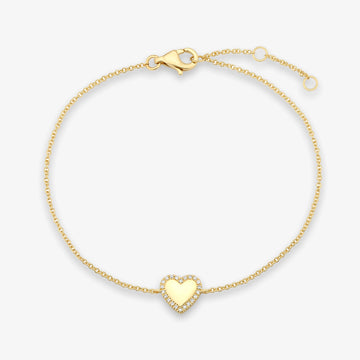 Pulsera de corazón con borde de diamantes