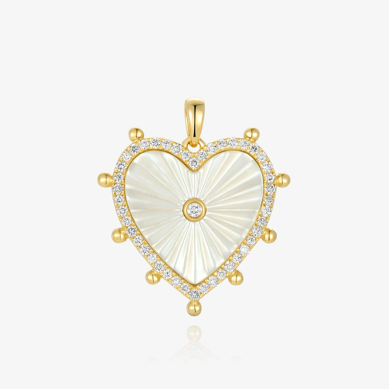 Heart with Lab Outline Diamond and Gold Balls