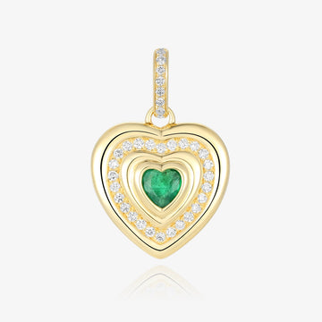 Gemstone and Lab Diamond Heart Charm
