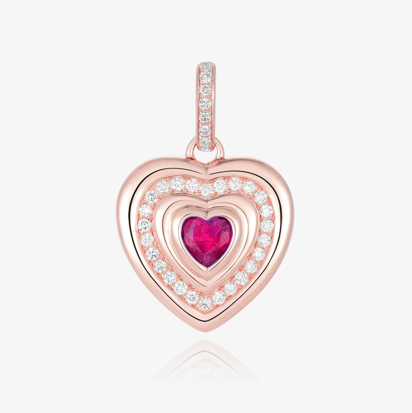 Gemstone and Lab Diamond Heart Charm