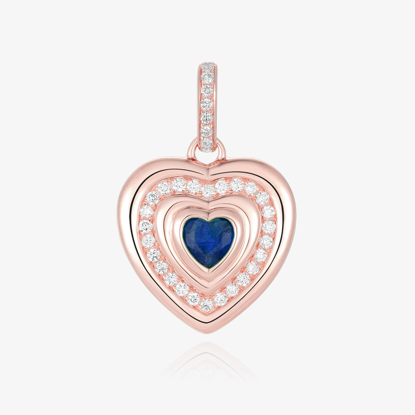 Gemstone and Lab Diamond Heart Charm