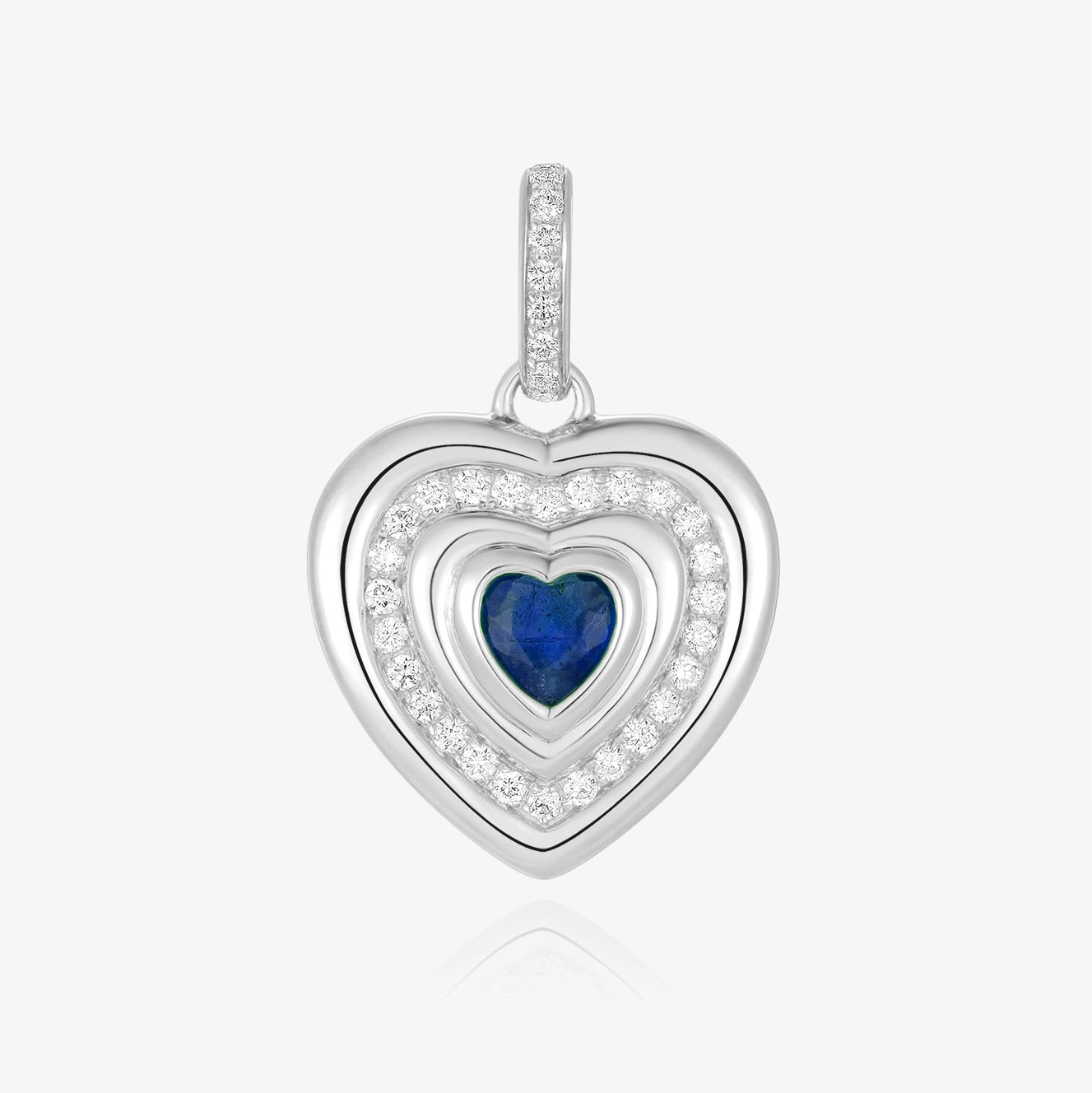 Gemstone and Lab Diamond Heart Charm
