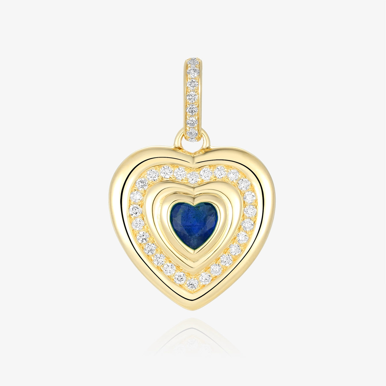 Gemstone and Lab Diamond Heart Charm