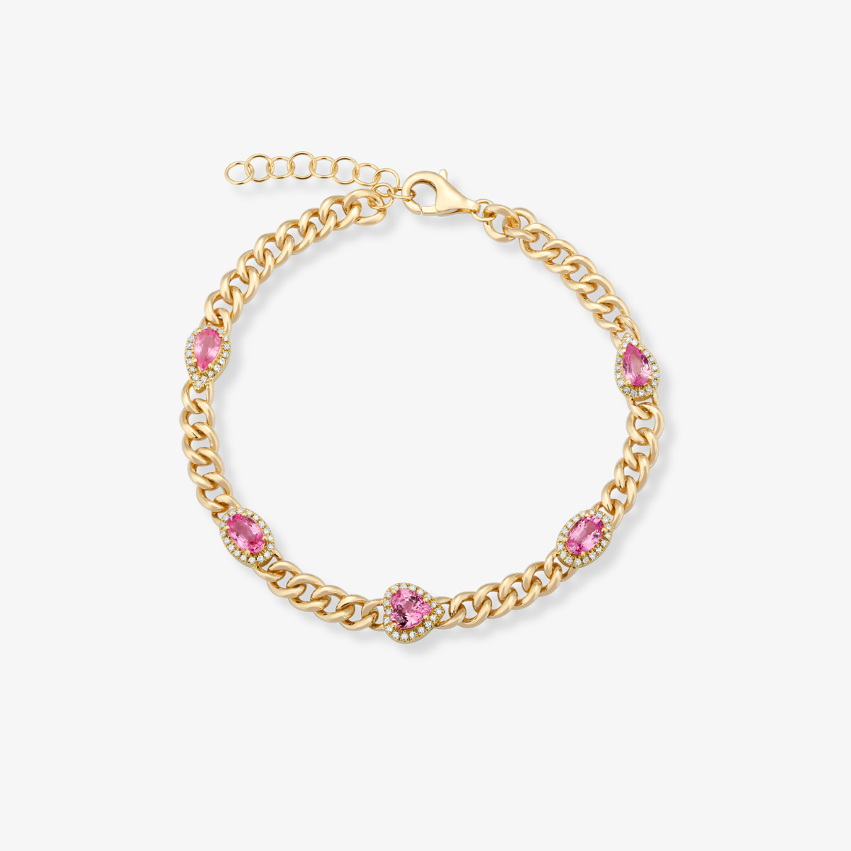Multishape Gemstone Cuban Bracelet